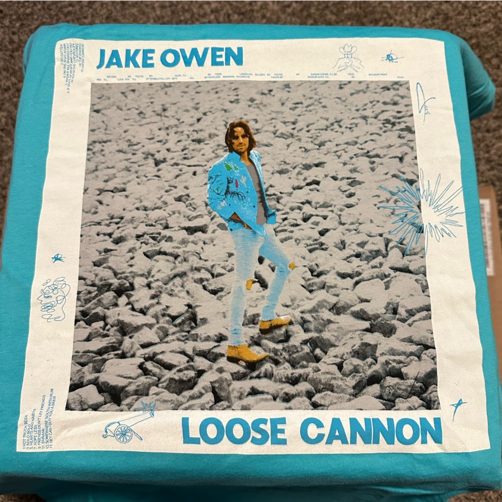 NEW Jake Owen Loose Cannon Album Cover Teal T-Shirt